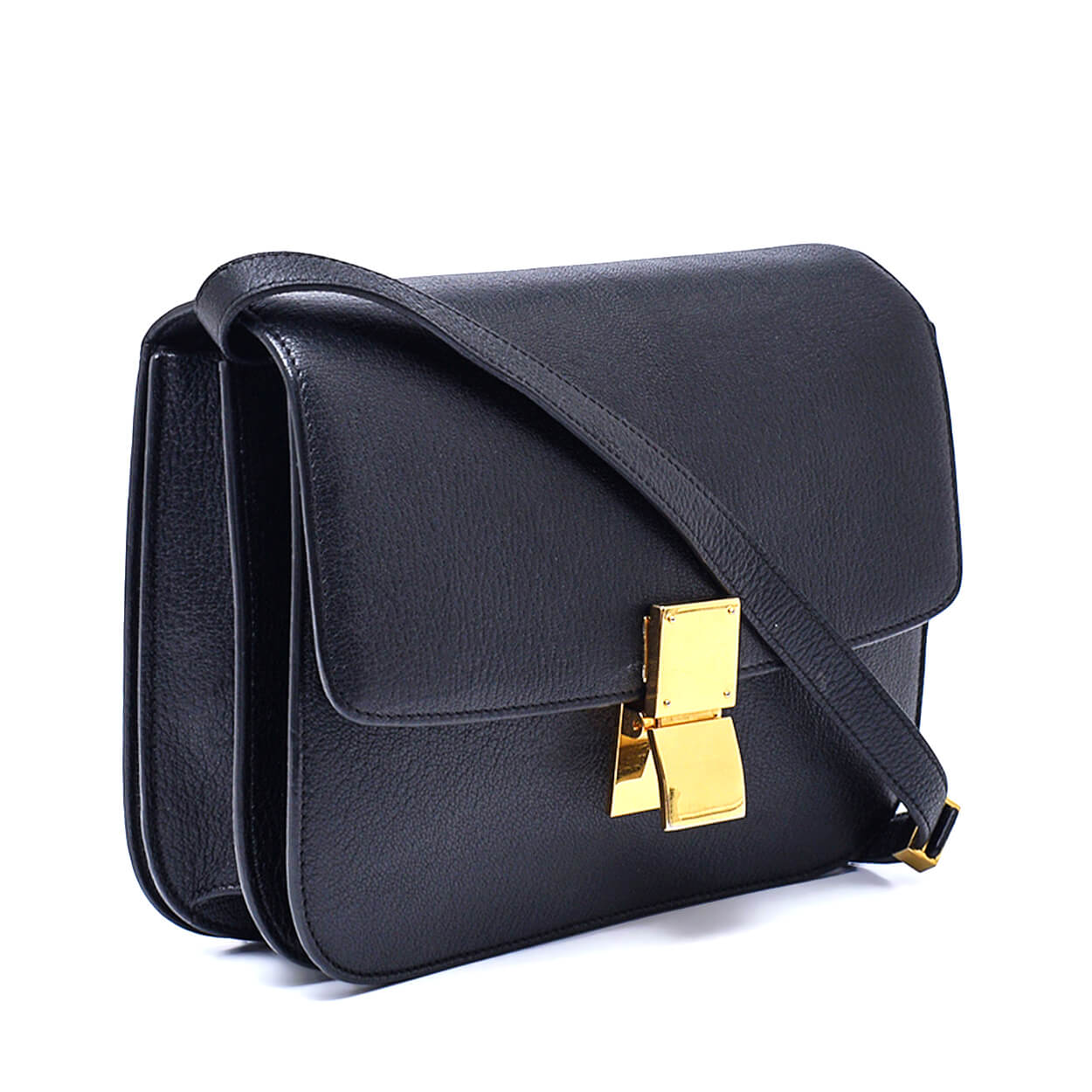 Celine - Black Grained Leather Classic Box Teen Flap Bag